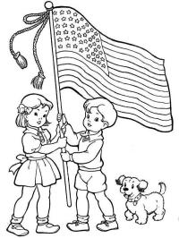 kinderen houden de vlag van Amerika vast