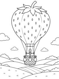 Aardbeienluchtballon boven het platteland