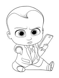 boss baby met mobiele telefoon