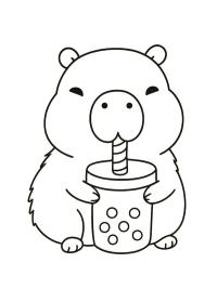 Capibara drinkt bubbelthee
