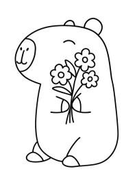 Capibara met bloemen