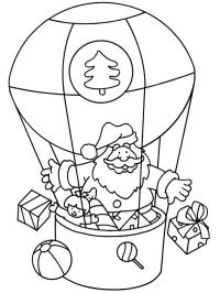 De kerstman in een luchtballon