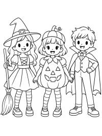 Kinderen in halloweenkostuums