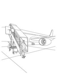 Ladder naar de ingang van het vliegtuig