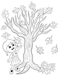 Meisje bij een kale boom
