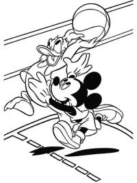 Mickey en Donald spelen basketbal