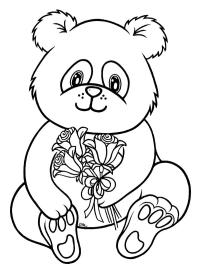 Panda met bloemen