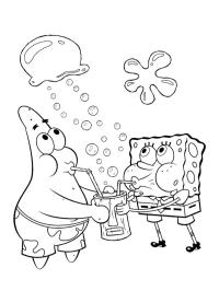 Patrick Ster en SpongeBob drinken limonade