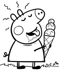 Peppa Pig likt aan en ijsco