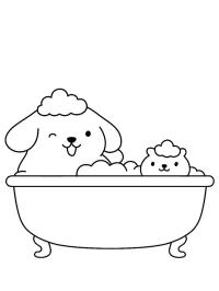Pompompurin en Muffin in bad