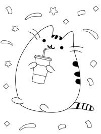 Pusheen drinkt milkshake