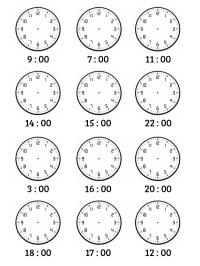 Werkblad Klokkijken hele uren