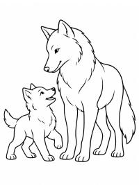 Wolf en welp