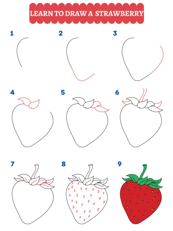 Hoe teken je een aardbei?