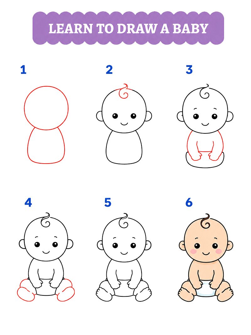 Hoe teken je een baby?