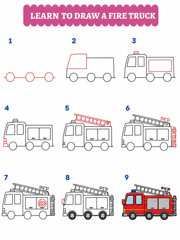 Hoe teken je een brandweerauto?