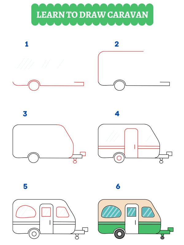 Hoe teken je een caravan?