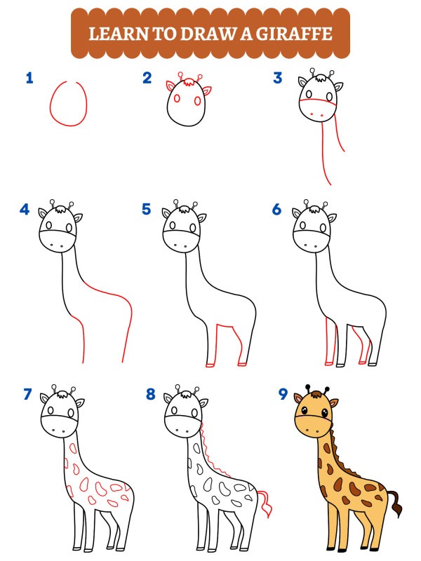 Hoe teken je een giraffe?