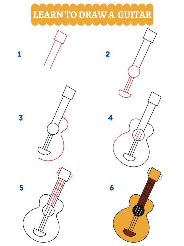 Hoe teken je een gitaar?