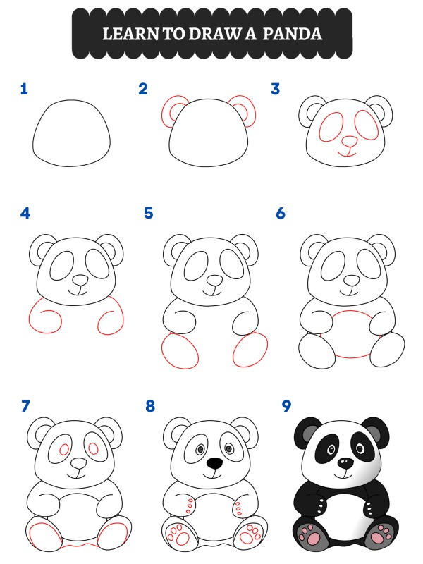 Hoe teken je een panda?