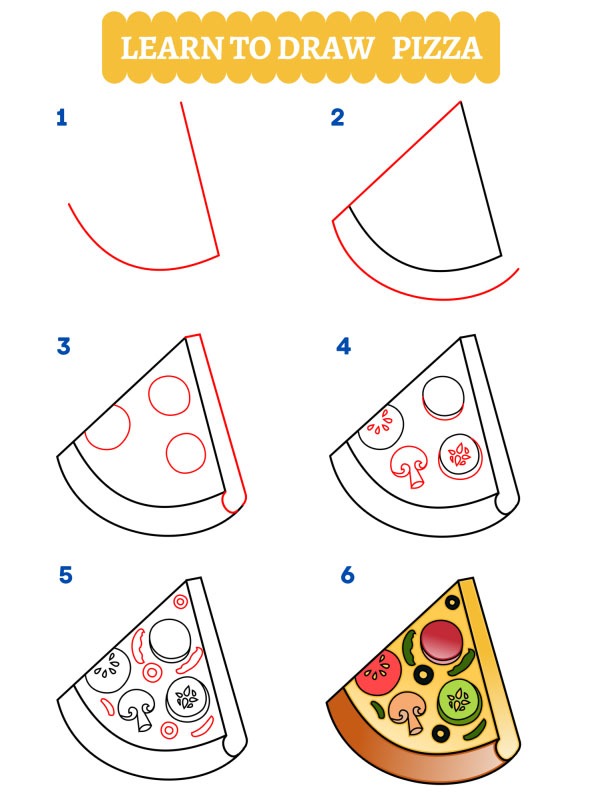 Hoe teken je een pizza?
