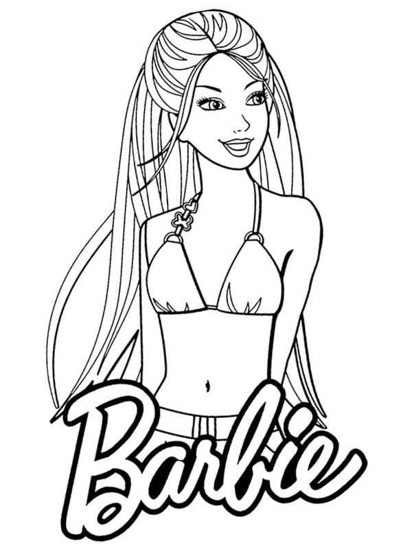 Barbie in bikini Kleurplaat