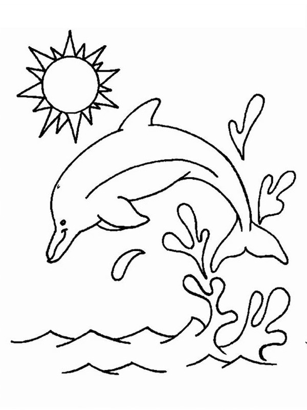 Dolfijn die uit het water springt Kleurplaat
