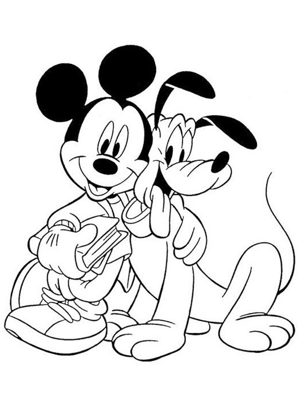 Mickey Mouse en Pluto Kleurplaat