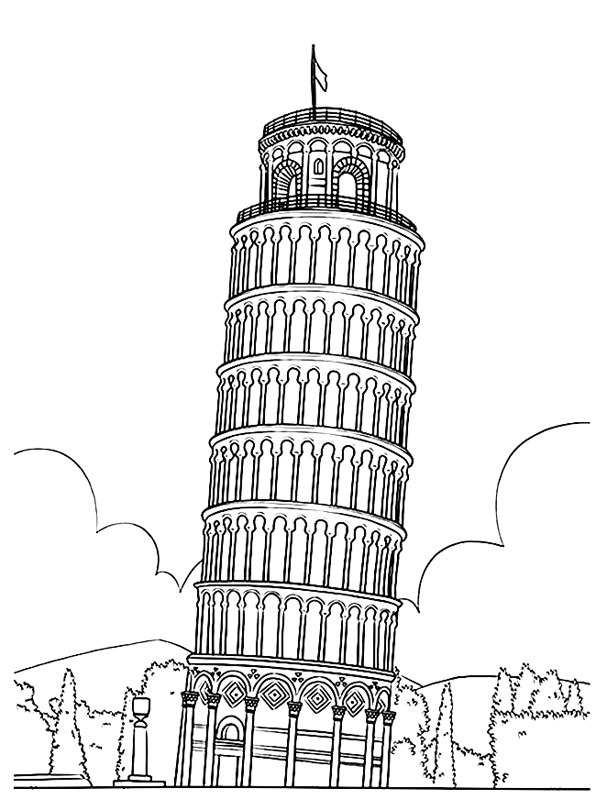 Toren van Pisa Kleurplaat