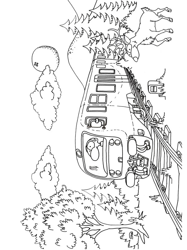 Trein in de bergen Kleurplaat Trein in de bergen Kleurplaat