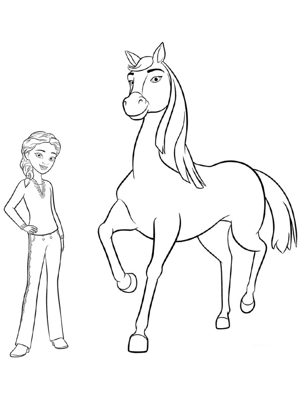 Meisje en paard kleurplaat Meisje en paard kleurplaat