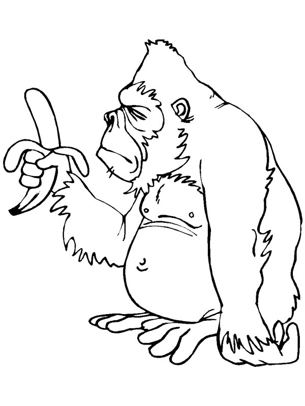 Aap met banaan kleurplaat Aap met banaan kleurplaat