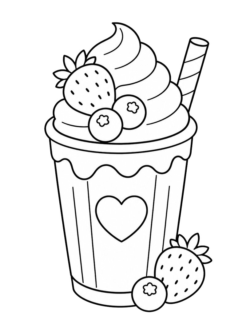 Aardbeien milkshake kleurplaat Aardbeien milkshake kleurplaat