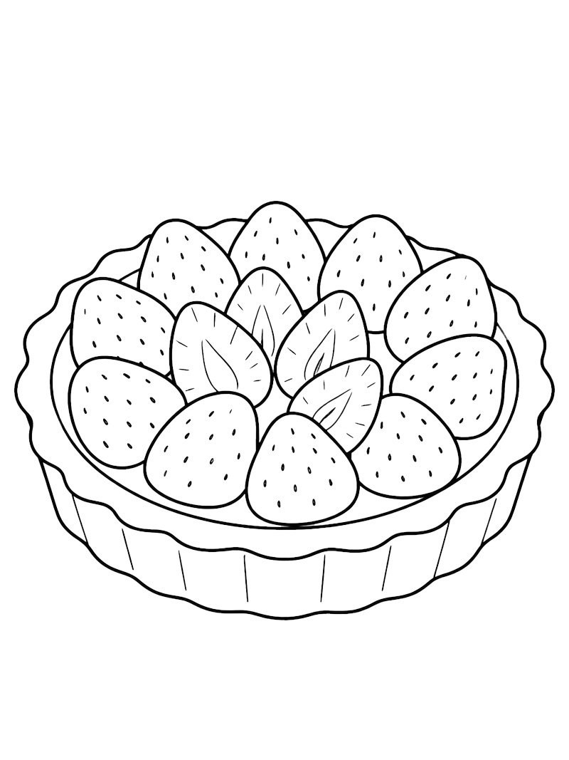 Aardbeientaart kleurplaat Aardbeientaart kleurplaat
