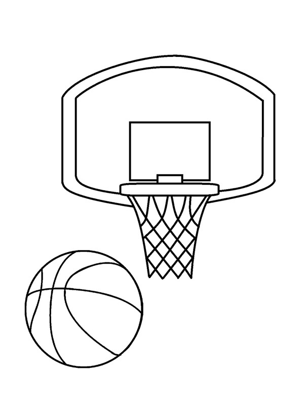 Basketbalkorf met bal Kleurplaat