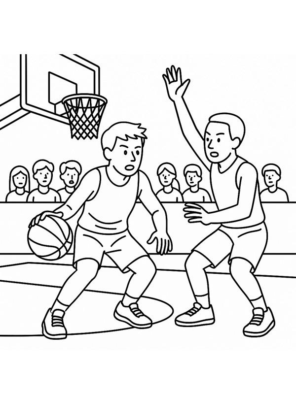Basketbalwedstrijd kleurplaat Basketbalwedstrijd kleurplaat