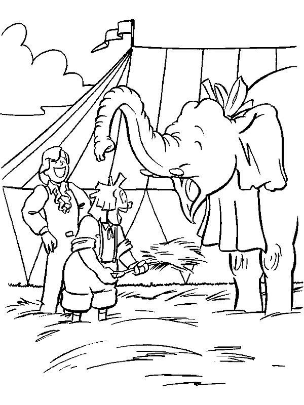 bassie en adriaan bij de olifant Kleurplaat