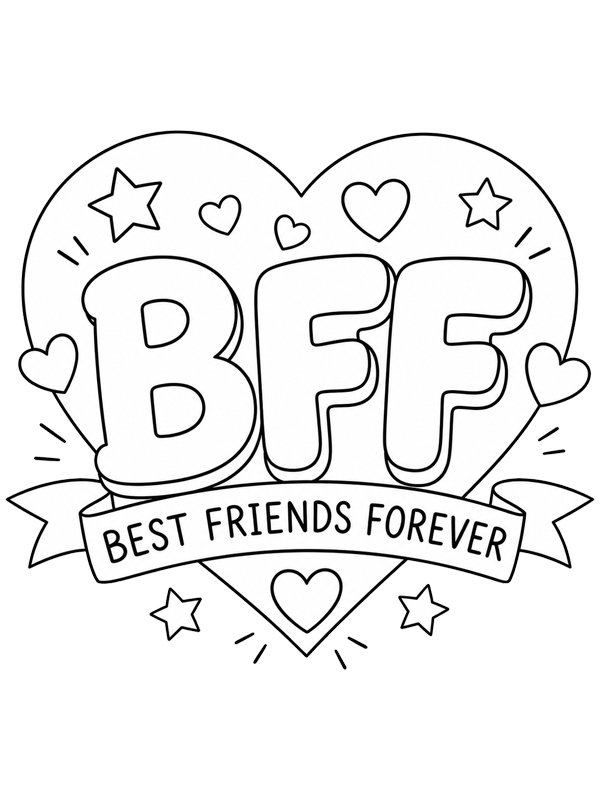 BFF hart kleurplaat