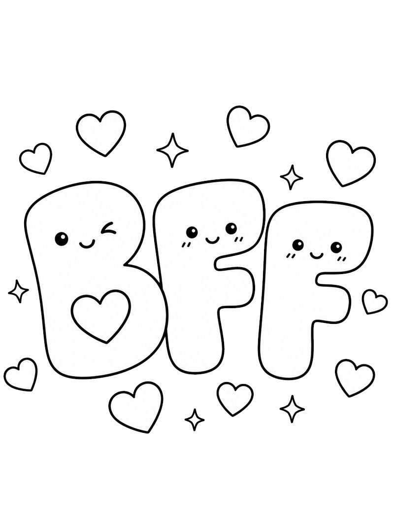 BFF letters schattig kleurplaat