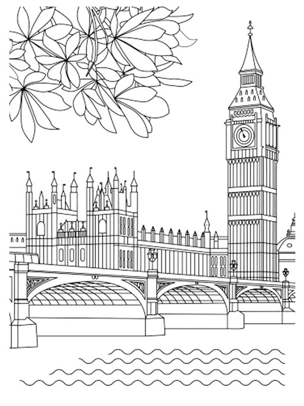 Big Ben, (Elizabeth Tower) Kleurplaat
