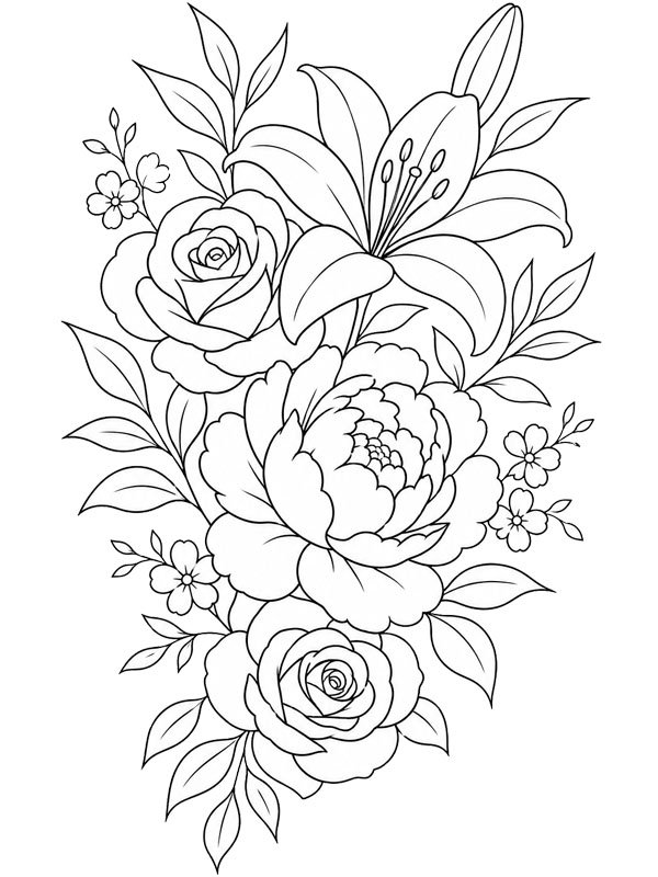 Bloemen tattoo kleurplaat Bloemen tattoo kleurplaat