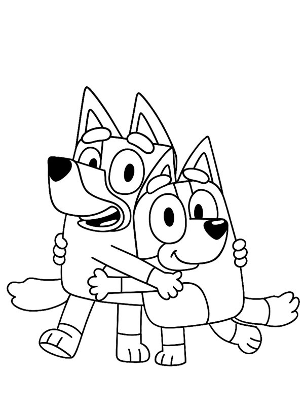 Bluey en Bingo kleurplaat Bluey en Bingo kleurplaat