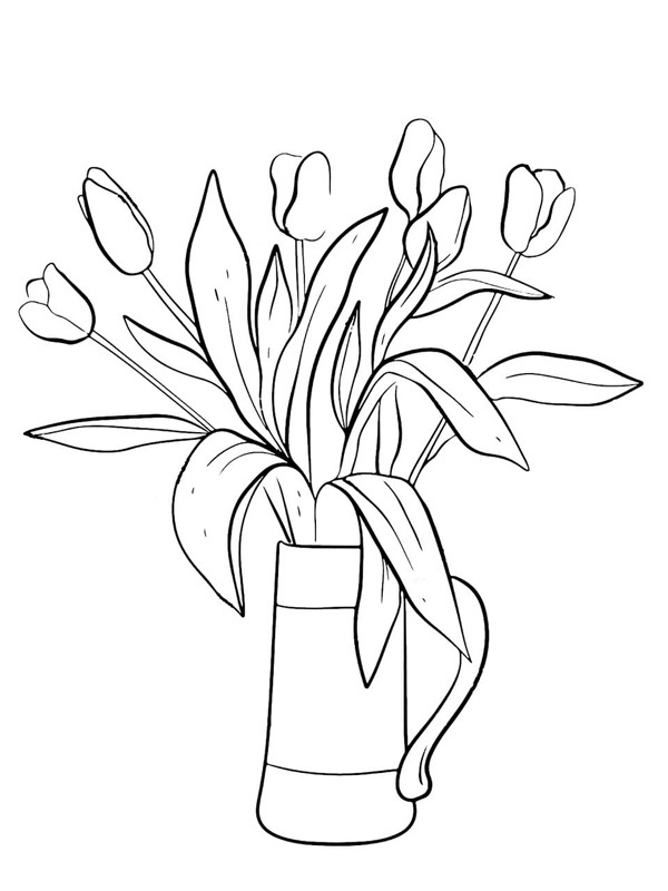 Boeket Tulpen Kleurplaat Boeket Tulpen Kleurplaat