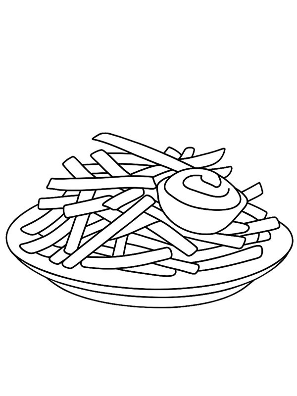 Bord met friet kleurplaat Bord met friet kleurplaat