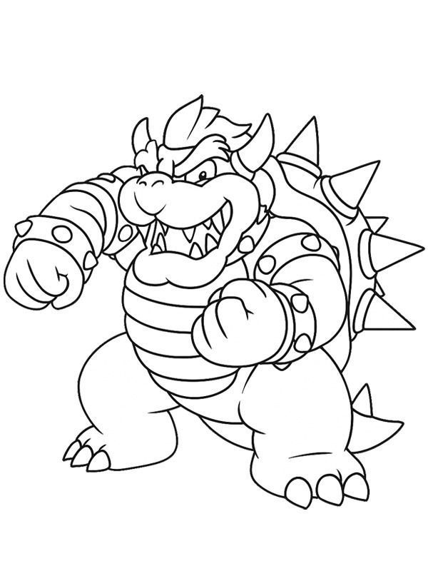 Bowser (super Mario) kleurplaat Bowser (super Mario) kleurplaat