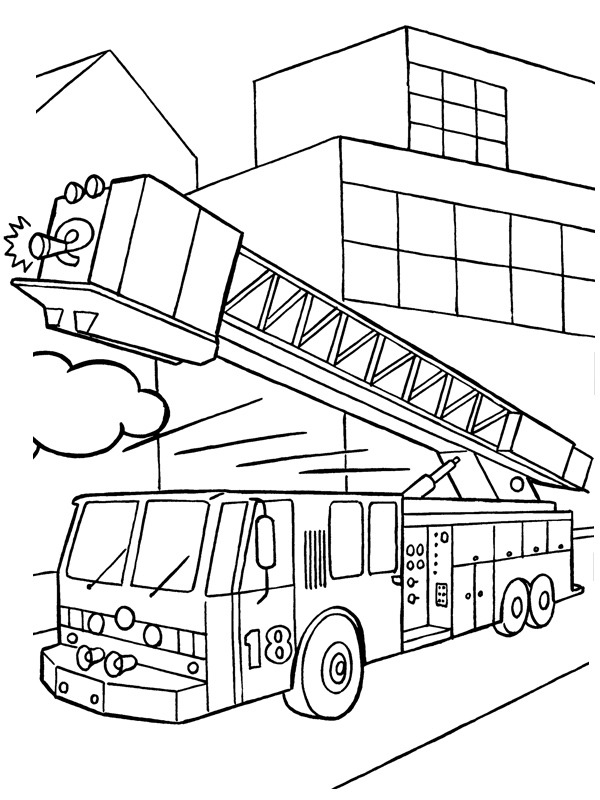 Brandweer ladderwagen Kleurplaat