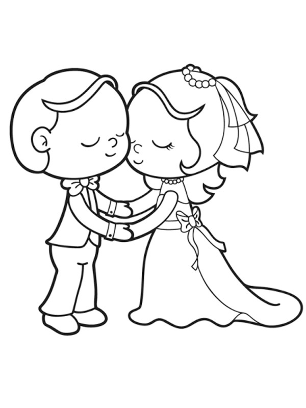 Bruid en bruidegom Kleurplaat