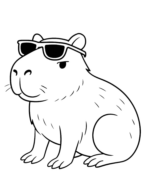 Capibara met zonnebril kleurplaat Capibara met zonnebril kleurplaat