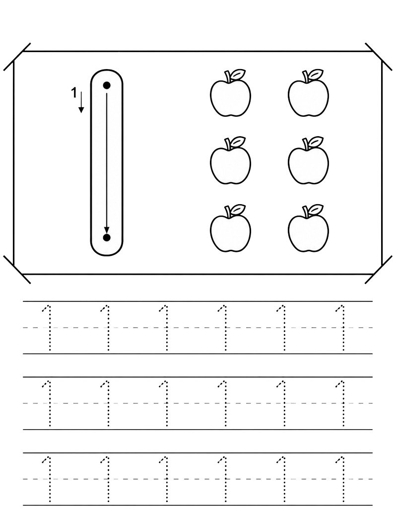 Cijfer 1 leren schrijven kleurplaat Cijfer 1 leren schrijven kleurplaat