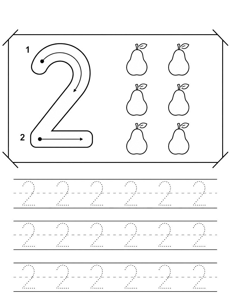 Cijfer 2 leren schrijven kleurplaat Cijfer 2 leren schrijven kleurplaat